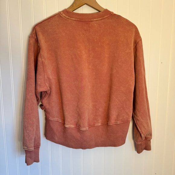 JoyLab Women’s Salmon Pink Cropped Crewneck Bleach Spattered Sweater Size XS - Picture 6 of 11